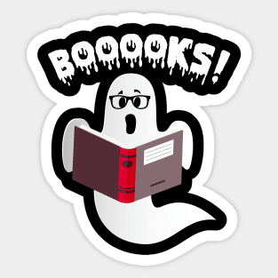 Ghost Reading Books Boooks Funny Halloween Sticker